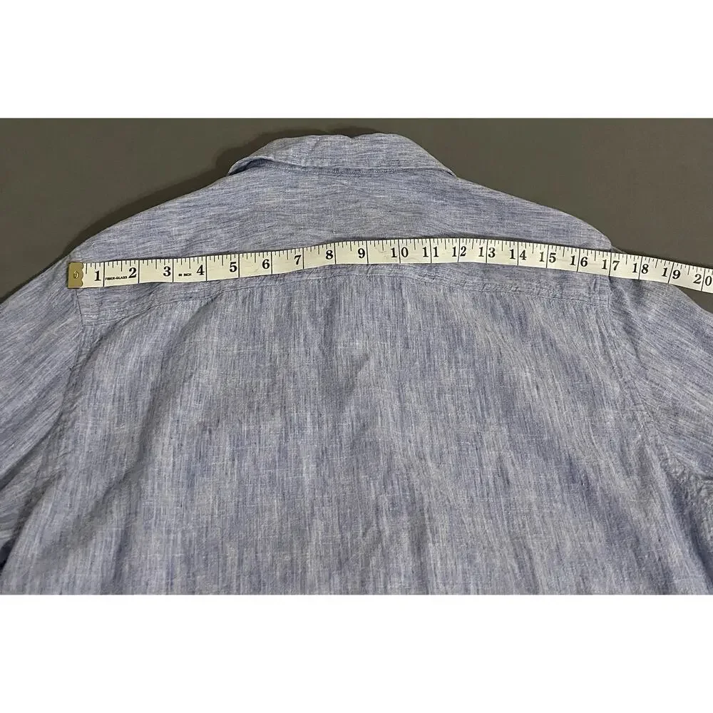 United Colors of Benetton Mens S Light Blue Lyocell Linen Cotton Button Up Shirt